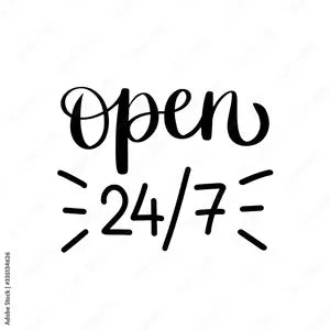 Text 'Open 24/7' LA store.pk