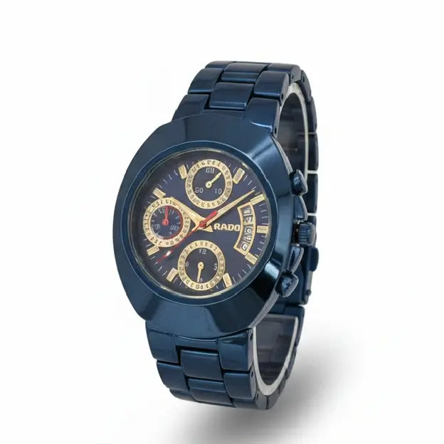 Blue Rado watch RADO Blue Chronograph Men's Watch with Gold Dial Accent, la store men watches