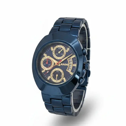 Blue Rado watch RADO Blue Chronograph Men's Watch with Gold Dial Accent, la store men watches