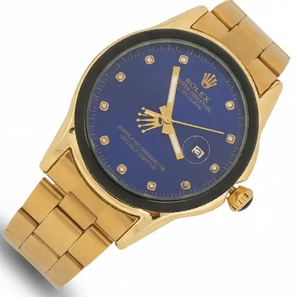 Gold Rolex watch with blue dial Rolex Day-Date – Golden Case with Blue Dial & Diamond Hour Markers