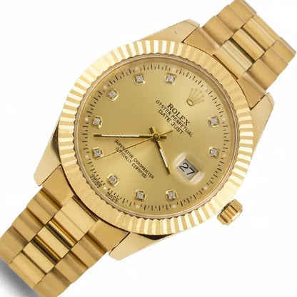 Gold Rolex watch with diamonds on a white background la store.pk