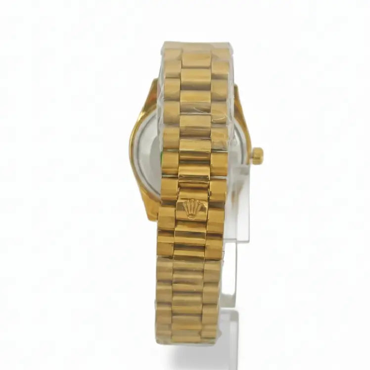 Gold wristwatch on a white background