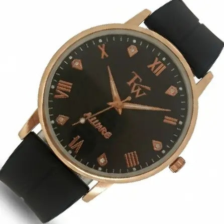 Black Wristwatch with black strap and rose gold case, la store watches