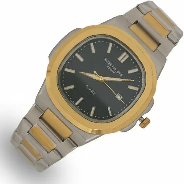 Wristwatch with gold and silver band on a white background Patek Philippe Two-Tone Quartz Watch